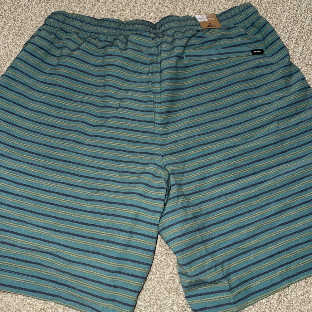 Prana Mens Metric E Waist Shorts  Boardshort Green Stripe Size‎ XL Swim 8